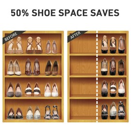 NVGSN Shoe Slots Organizer 20 Pack - Shoe Stackers for a Pair of Shoes, Shoe Storage Shoe Space Savers 50%, 4 Levels Adjustable Thickening Double Layer Shoe Holders Shoe Organizer for Closet, Black