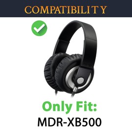 SOULWIT Earpads Replacement for Sony MDR-XB500 Headphones, Ear Pads Cushions with Softer Protein Leather, Replace Plastic Parts and Screws - Black