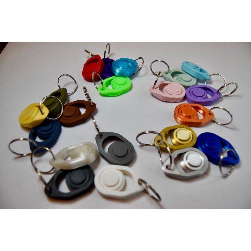 4x 3D Printed Fidget Clicker Slider Spinner Keyring Three Fidget