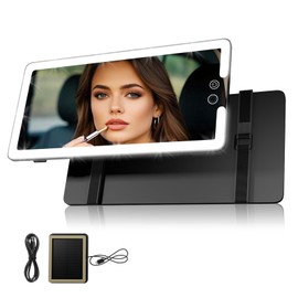Junyaoxuan Solar Car Sun Visor Vanity Mirror, Sun Visor Makeup Mirror for Car,Dimmable with 3 Light Modes