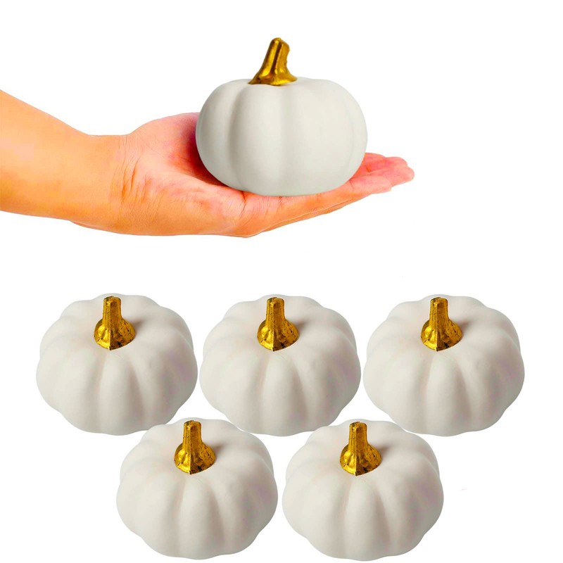 12Pcs White Artificial Pumpkins Bulk Autumn Decoration Set,Thanksgiving Pumpkin Decorations,Decorative