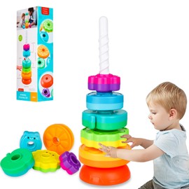 BYFWH Spinning Stacking Toys for Babies 12+ Month Ring Stacker Stacking Toys for Toddlers 1-3 Montessori Toys,Educational Learning Sensory Toys for Kids Easter Christmas Birthday Present for Baby