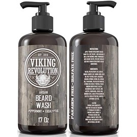 Best Deal Beard Wash Shampoo wArgan  Jojoba Oils - Softens  Strengthens - Natural Peppermint and Eucalyptus Scent - Beard Shampoo wBeard Oil (17 oz...