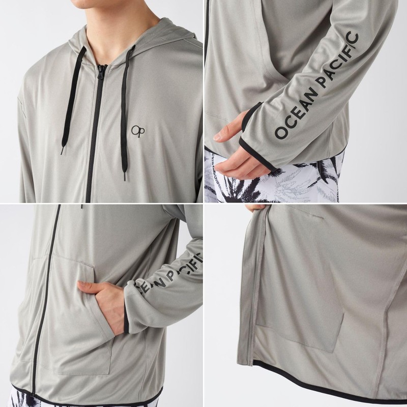 Ocean Pacific 515460 Men's Rash Guard UV Protection Hoodie, Plain,