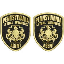 PENNSYLVANIA STATE L W AGENT 2 EMB PATCHES 4.5X3.75 VELCR@ ON BACK TAN / BLK