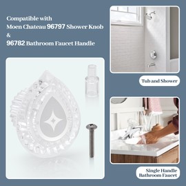Hansengroyi Shower Knob Replacement for Moen 96797 Faucet Handle Kit, Compatible with Moen Chateau Tub and Shower Knob Handle, Chrome Knob Insert