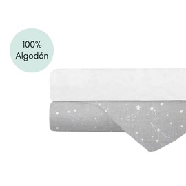 Nap Baby Set de 2 Sábanas para Mini Colecho - 100% Algodón - Sábanas Colecho 50x90 - Natural, hipoalergénicas, Suaves y duraderas - Constelaciones