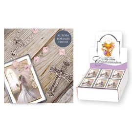 The Healing Corner FHC First Holy Communion Rosary Beads Girl Pink with Prayer Leaflet
