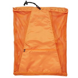Sporti Swimming Equipment Bag Zipper Pocket, Mesh Drawstring Backpack, Drawstring Bags for Workout Gear - Premium Mesh Back - Orange