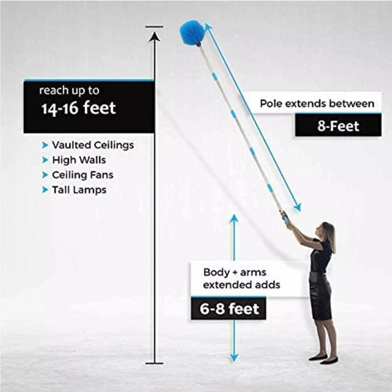 Nichcho 72 inch Reach Extend Handle Cobweb Duster Medium Stiff