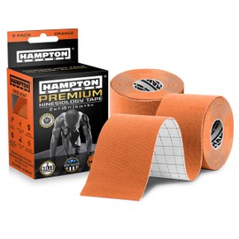 Hampton Adams | As Seen on Shark Tank | Elastic Kinesiology Tape (2-Pack) | Uncut Athletic Tape Supports & Protects Muscles Knees Shoulders & Plantar Fasciitis | Waterproof Hypoallergenic (Orange)