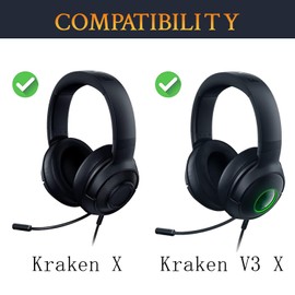 SOULWIT Replacement Headband Pad Kit for Razer Kraken X/V3X Headphones, Headset Head Band Top Cushion Cover Repair Part, Easy DIY Installation - Black