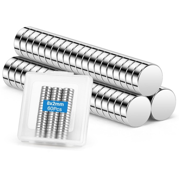 Wzone 8 x 2 mm Small Magnets Strong, Pack of