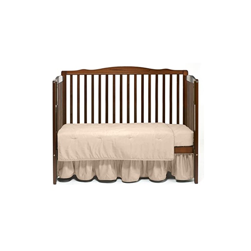 Solid 3 Piece Crib Bedding Set, Ecru