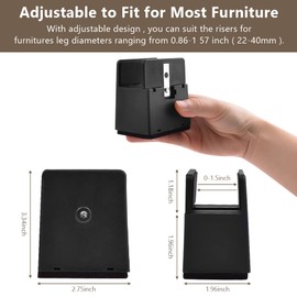 AUAUY Adjustable Bed Risers with Screw Clamp 5 cm Height, Heavy Duty Bed Raiser, Suitable for Square/Round Chair Leg Diameter from 0-3.7 cm, Supports 20,000 lbs