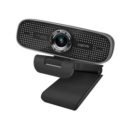 LogiLink UA0378 - Conference HD USB Webcam, 100° Wide Angle Lens, Dual Noise Cancelling Microphone with Manual Focus for Video Conferencing & Live Streaming, Black