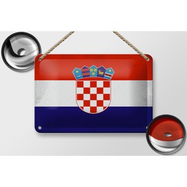 Tin Sign Croatia Flag 18 x 12 cm Vintage Decorative Sign
