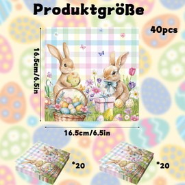 Scinzene Easter Napkins - Pack of 40 Spring Napkins with Rabbit Motif, Festive Table Decoration for Easter, for Home, Easter, Spring Party Decoration, Perfect Table Decoration for Easter, 33 x 33 cm