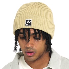 UNDERCONTROL Winter Fishing Trawler Beanie Free Men Women - Unisex Stylish Plain Skull Hat Watch Rolled Cuff Cap, Box Logo Yellow