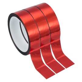 PATIKIL Metallized Polyester Film Tape 25 mm x 50 Metres, Pack of 3 Metallic Decorative Tape, Shiny Red Tape for Detailing, Accent Wall, Graphic Art, Boat Trim Walls