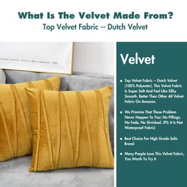 NianEr Velvet Square Throw Pillow Covers Set of 2 Soft Solid Fall Winter Decorative Couch Cushion Pillow Cases 22X22 Gold