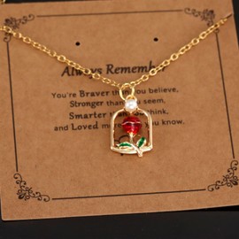 AHAETH Princess Belle Accessories for Women Gifts Hawaiian Birthday Jewelry Accessories Princess Belle Rose Necklace, Medium, Zinc, No Gemstone