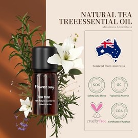 Organic Tea Tree Essential Oil 0.34Oz - USDA Certified Organic,100% Pure Natural MAX Undiluted Premium Therapeutic Grade Essential Oils for Diffuser/Skin Care/Massage/Hair/DIY