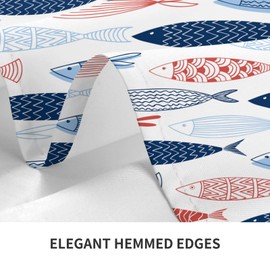 mutakin Fish Rectangle Tablecloth Washable Table Cloth 60x90 Inch Table Cover Waterproof for Decoration Kitchen Dining Room