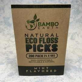 Bambo Earth Natural Dental Floss Picks Mint Flavored Eco Friendly 200 Pack ( 4 X 50 ) New