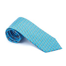 Kings and Wolves Men's 100% Silk Neckties Giraffe Printed Tie (Sky Blue)