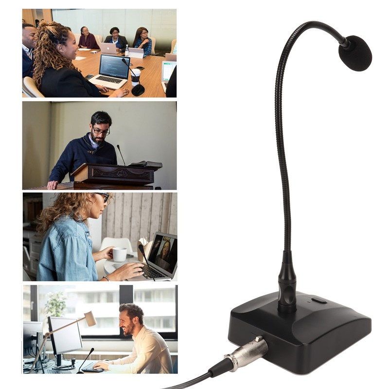 Gooseneck Condenser Microphone Professional 6.35mm Desktop Wired Microphone for Broadcasting