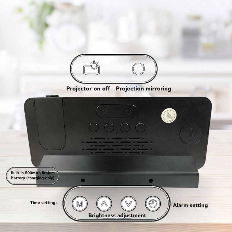 Digital Alarm Clock Temperature Display Calendar Snooze Mute Voice Activated