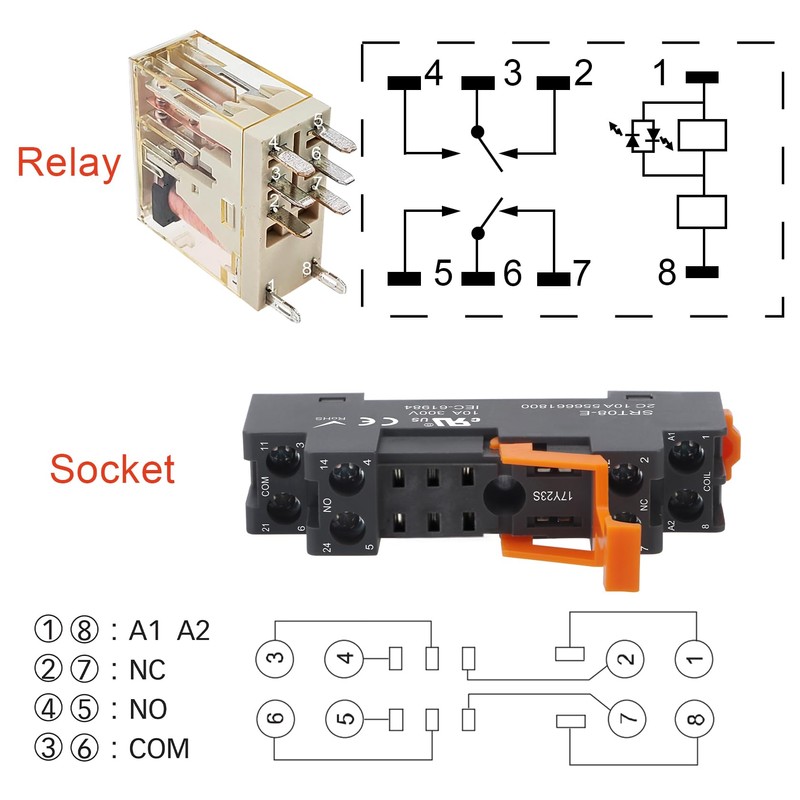 Weasch Power Relay RFT2CO012L, DC 12V Coil, 8 Pin 8A,