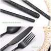 24 Pcs Black Hammered Silverware Set Service for 6,Stone Pattern
