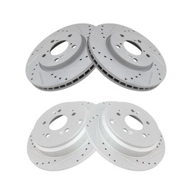 Front and Rear Performance Brake Rotors Set Premium G-Coated Cross Drilled & Slotted Compatible with 2005-2010 Honda Odyssey