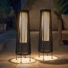 Set of Two Solar Floor Lamp Outdoor Garden Waterproof Light Solar Powered Lantern for Yard Grand Patio OutdoorBattery Capacity: 499-789Mah, Shade Color: Black, Lamp Power(W): 3