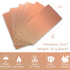 Crystiles Aluminum Peel and Stick Backsplash Panels - 3"x6" Brushed Copper Kitchen Wall Decor, 80-Pack (Copper Color)