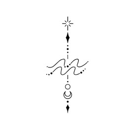 Fake Tattoo Zodiac Sign - Temporalis® | Temporary Tattoos for Adults - EU Certified Cosmetics, Vegan & Waterproof - Lasts 1 to 2 Weeks [Aquarius - S-Long]