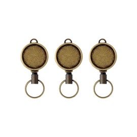 [大王製作所] リールキーホルダー 3個入 小型 収納式リールキー 頑丈 ミニ 鍵 ストラップ IDカード P201B アンティーク調 ブロンズ