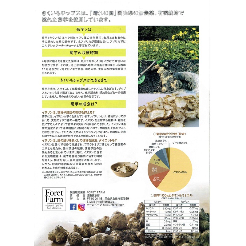 岡山県産 有機JAS 有機 菊芋 を100%使用 オーガニック 菊芋チップス 50g 農家直送 無農薬