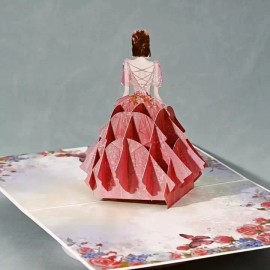 Unbranded T27-3D Pop Up Elegant girl with roses greeting card