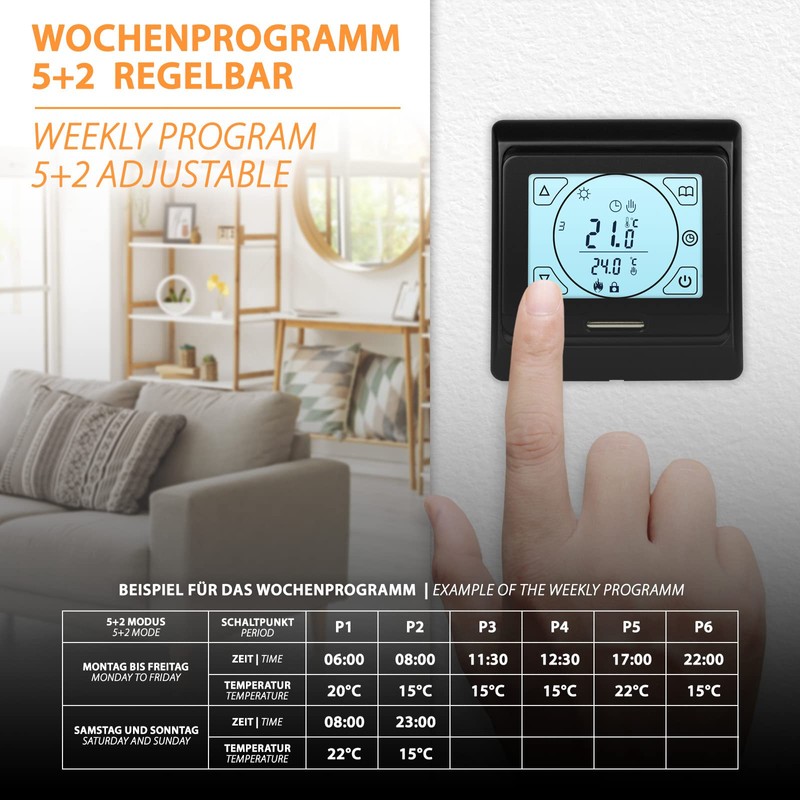 E91 Digital Thermostat Room Controller with Touch Display and EXT