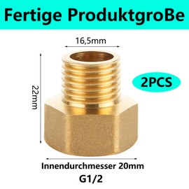 QZKJQDD Brass Reducer (1/2 Inch Female x 3/8 Inch Male Thread)