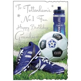 Tottenham Birthday Card for Grandson - Football Design - Tottenham's No.1 Fan - Special Finishes and Illustrated Insert Leaf - Made in the UK