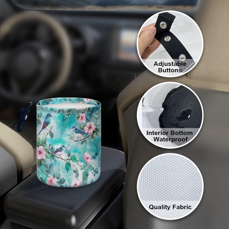 Panskyllis Green Hummingbird Car Trash Bin Garbage Can Leak Proof
