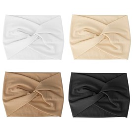 DRESHOW 4 Pack Turban Headbands for Women Wide Vintage Head Wraps Knotted Cute Hair Bands Accessories