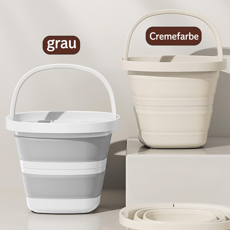 Foldable Bucket, 5L/10L, PP + TPR Material, White, Space-Saving, Foldable