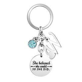 Inspirational Gift Key Chains "She Believe She Could So She Did"Encourage Key Rings for Her Women Girls Sister BFF Best Friends Bestie Colleague Graduation Birthday Christmas Anniversary Key Chain (W)