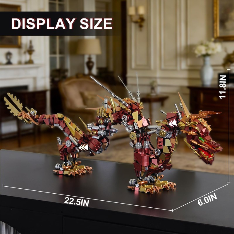 QwlJYfv Mechanical Dragon Building Set for Adults,Animal Dragon Model for
