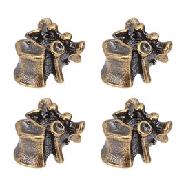 FINGERINSPIRE 4 PCS Spine Knife Lanyard Beads 12x19mm Paracord Beads EDC Brass Vertebrae Paracord Cord Beads Retro Brass Beads Keychain DIY Accessories Metal European Bead Large Hole Beads